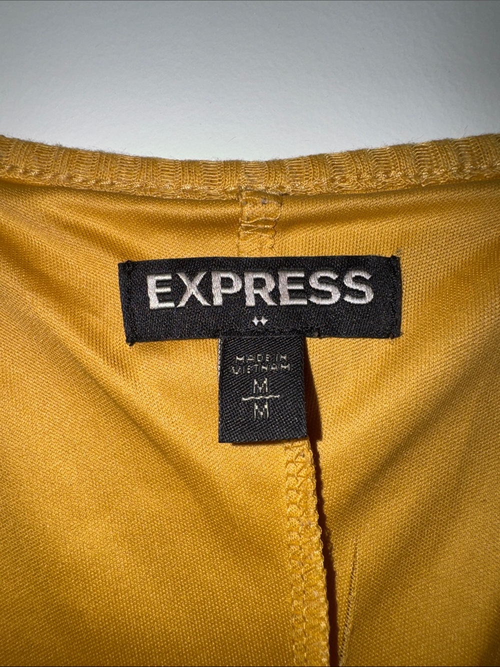 Express Mustard Ribbed Button-Front Midi Dress - Picture 3 of 3